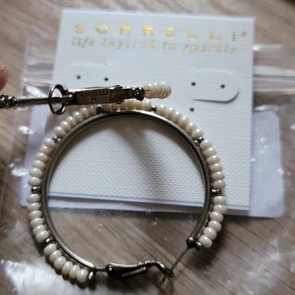 Sorrelli Elena Polished Pearl Hoop Earrings and Necklace Silver tone New RP $210 - Picture 6 of 10